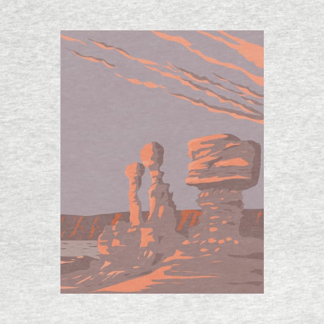 Rock Formations Ischigualasto Provincial Park in San Juan Province Argentina WPA Art Deco Poster by retrovectors